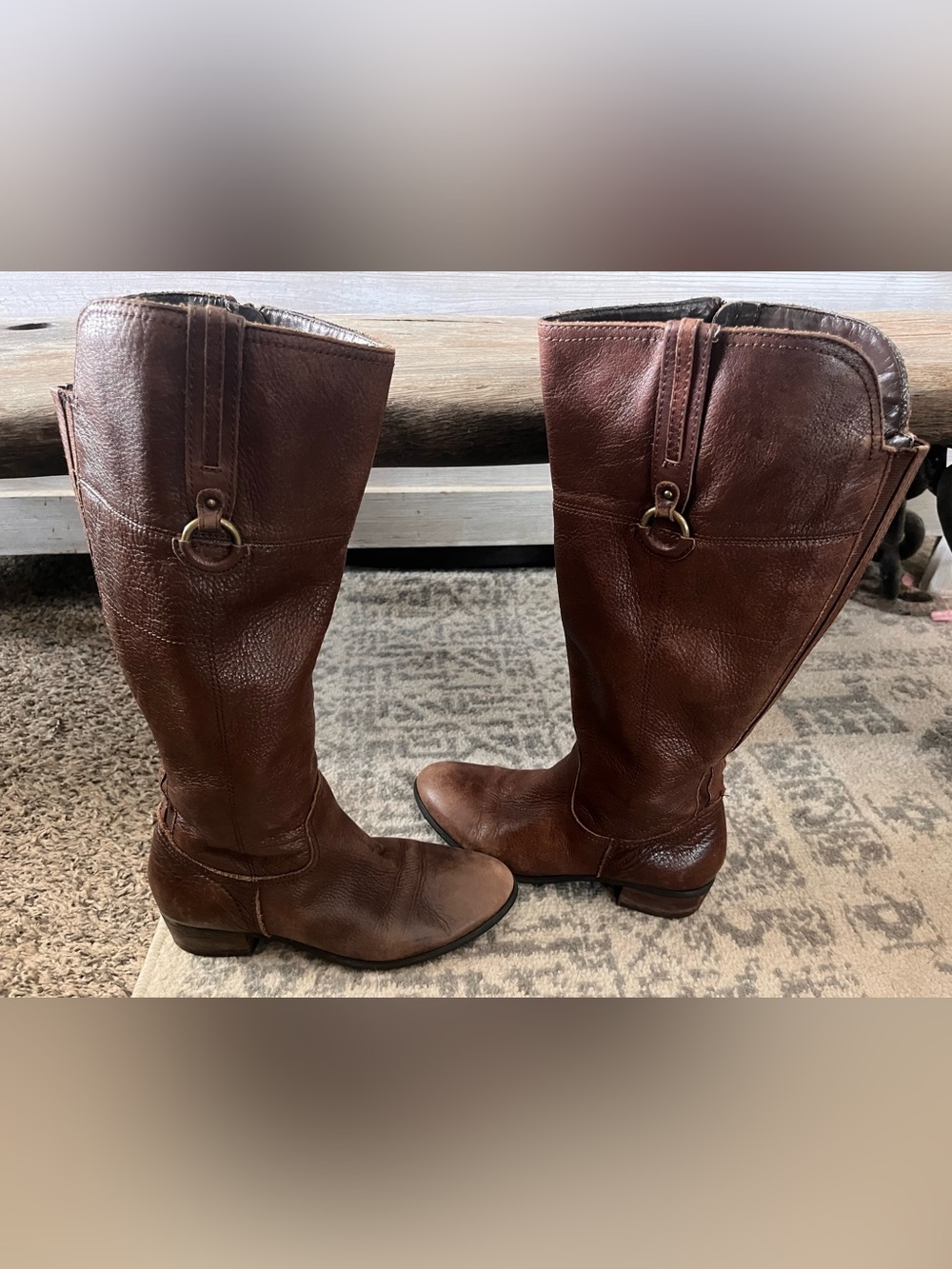 Crown Vintage Brown Leather Knee-High Riding Boots
